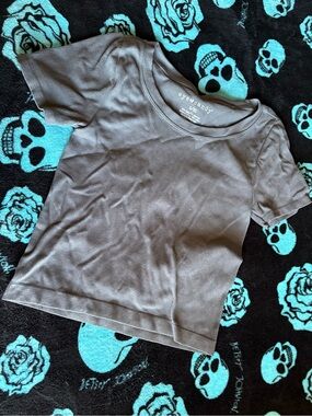 eye candy Taupe Brown Short Sleeve Crop Top
